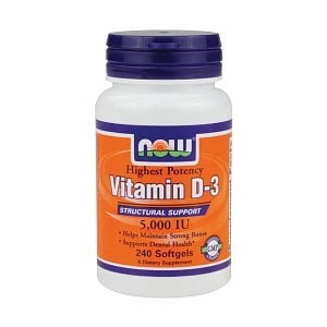 NOW Foods Vitamin D3 5000 IU Softgels, 240 Ct