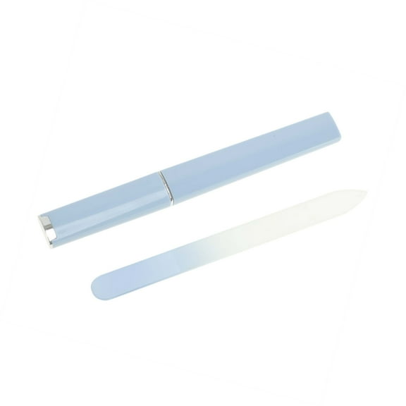 Vocoste 1 Set Round Head Glass Multifunctional Nail File with Tube Case Light Blue