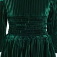 thumbnail image 5 of Drtj Girls' Long Sleeve Dress Velvet Crew Neck Midi Vintage Party Evening Gown for Christmas Wedding Holiday Winter Fall, Sized 11Y, Color Green, 5 of 7