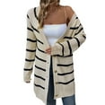 thumbnail image 2 of Women'S Stripe Button Long Cardigan Sweater Casual Fall Knit Sweater Apricot L, 2 of 9
