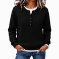 thumbnail image 6 of cocolona Womens Sweatshirts no Hood Crew Neck Patchwork Casual Long Sleeve Button Trendy Pullover Sweatshirts, 6 of 6