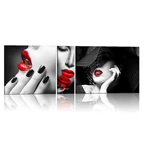 Visual Art Decor 3 Panel Sexy Red Lip Canvas Wall Art Large Nake Woman Painting Prints Fashion Modern Home Wall Decoration Large Sexy Woman 3 Walmart Canada