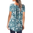 thumbnail image 4 of Dezsed Womens Henley Casual Blouse Button T Shirts Clearance Womens Casual Tops V- Neck Hide Belly Short Sleeve T-Shirts Cute Flowy Tunic Blouses Sky Blue L, 4 of 7