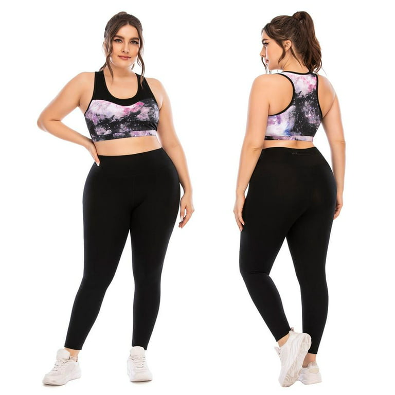 PRAETER Women's Casual Workout Clothes Suit Plus Size Yoga Clothes  Tight-fitting Barbie Pants Sports Bra