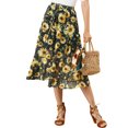 thumbnail image 5 of Allegra K Women's Floral Sunflower Midi Tiered Chiffon Swing A-line Skirt, 5 of 6