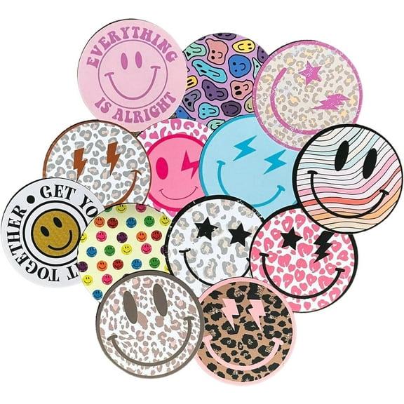 Smiley Face Freshie Cardstock Cutout Rounds 3 in  12 pk Mixed, Scented Aroma Bead Bake with Mold for Car Freshie Designs, Smile w/Cowboy Hat Trendy