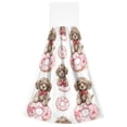 thumbnail image 7 of Dailycode Kitchen Wash Cloths with Hanging Loops Absorbent Absorbent Quick Drying Hand Towels, 2 Pack, Puppies Bow Donut, 7 of 7