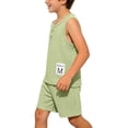 thumbnail image 5 of Lumosvexa Boys Outfits Sleeveless Crew Neck Tank Tops and Baggy Shorts Summer Casual Comfort Sets 2 Piece Green Size 8, 5 of 9