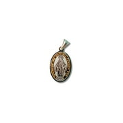 Two Tone (Silver and Yellow Gold Color) Stainless Steel Virgin Mary Pendant (Miraculous Medal) (ExtraSmall)