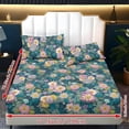 thumbnail image 2 of ZIATUBLES Vintage Floral Print King Size Sheet Set 3 Pcs, 1 Fitted Sheet and 2 Pillowcases, Soft Bed Sheets with Elasticized 9.8" Pocket Breathable Comfy Cooling Bedding Set, 2 of 9