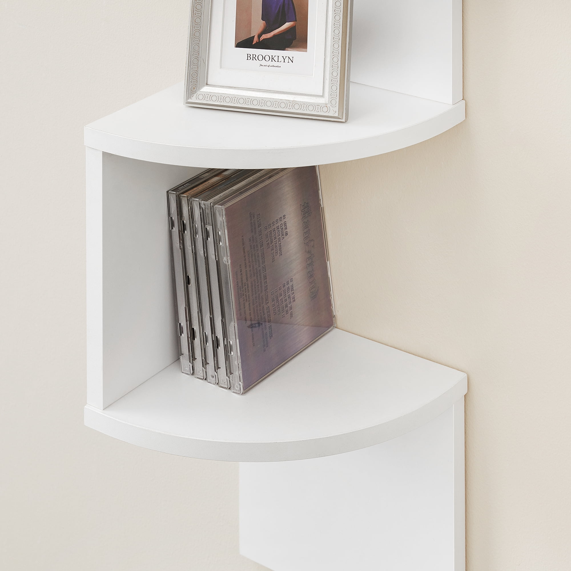 Corner Shelf Wall Mount 5-Tier Floating Corner Bookshelf Plant Shelf for Bedroom Living Room Bathroom Home Office White
