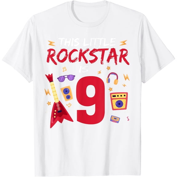 Exquisite and comfortable-9th Birthday Rock And Roll Star 9 Year Old Party Kids T-Shirt
