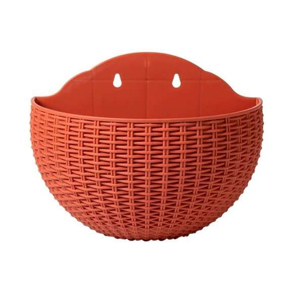 Maceta semicircular tipo caña para colgar en la pared, con soporte para interior y exterior, sin perforaciones, para balcón.