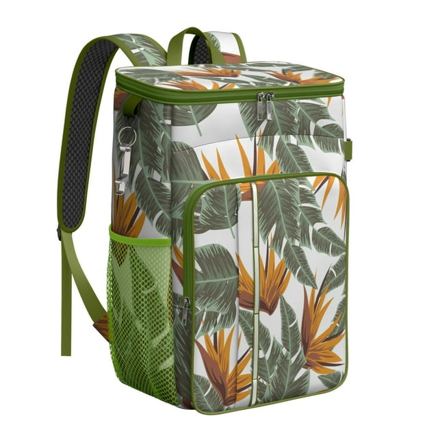 Hawaiian Floral Insulated Backpack Cooler - 20L, Multiple Pockets for Organized Storage, Lightweight Design