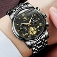 thumbnail image 4 of OLEVS Mens Watches Chronograph Business Dress Quartz Stainless Steel Waterproof Luminous Date Wrist Watch For Men Black Dial, 4 of 10