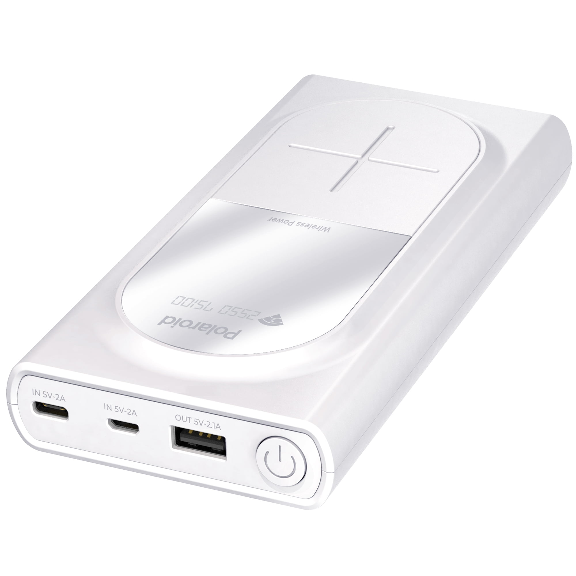 olvidar añadir borgoña Polaroid Portable Wireless Power Bank - 10000mAh, USB Charging, Digital  Display - White - Walmart.com