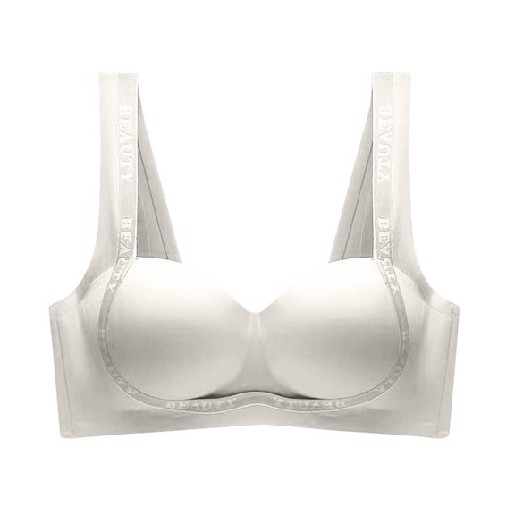 UTSJKR Women's Wireless Push Up Bra Seamless Comfort Breathable Everyday Bras for Daily Wear Adjustable Straps Soft Cup Full Coverage Bras Beige 36/80AB