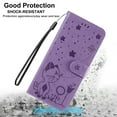 thumbnail image 3 of For OnePlus 8 Pro Luxury Wallet Case,Embossed Flower Cat[Hand Strap] Handmade Flip Folio Magnetic Closure Cover with [Kickstand Function] Credit Card Holder For OnePlus 8 Pro, Purple, 3 of 8