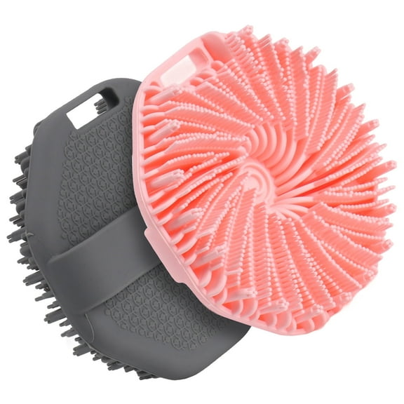 Okaka Silicone Body Scrubber Exfoliating Shower Bath Brush 2 Pack (Grey & Pink)