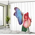 thumbnail image 4 of Ambesonne Butterfly Shower Curtain, Morpho Animal on Rose, 69"Wx70"L, Deep Sky Blue and Emerald, 4 of 4