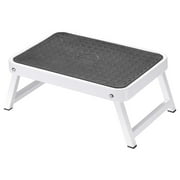CodYinFI OneStep | Steel step | One large step with non-skid mat | Folding safety mechanism with unlocking button | Easy storage | Lightweight | White