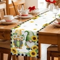 thumbnail image 5 of Sunflowers Gnomes Table Runner 70 Inches, Eucalyptus Spring Black Checkered Bed Runner Dresser Scarves Tabletop for Indoor Outdoor Parties/Ceremony/Banquet, 13" x 70", 5 of 9