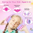 thumbnail image 4 of 2024 Bluetooth Kids Headphones Fit for Aged 3-21, Colorful LED Lights Comfort Wireless Headphones with Microphone 94dB Volume Limited for School/iPad/PC/TV/Cellphones, Wired & TF Card Mode, Pink, 4 of 5