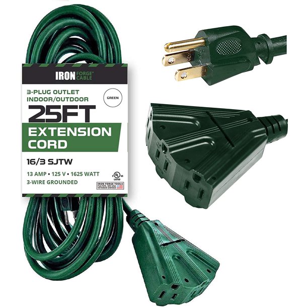 25 foot Extension cord pass through electrical garden 3 prong outlet