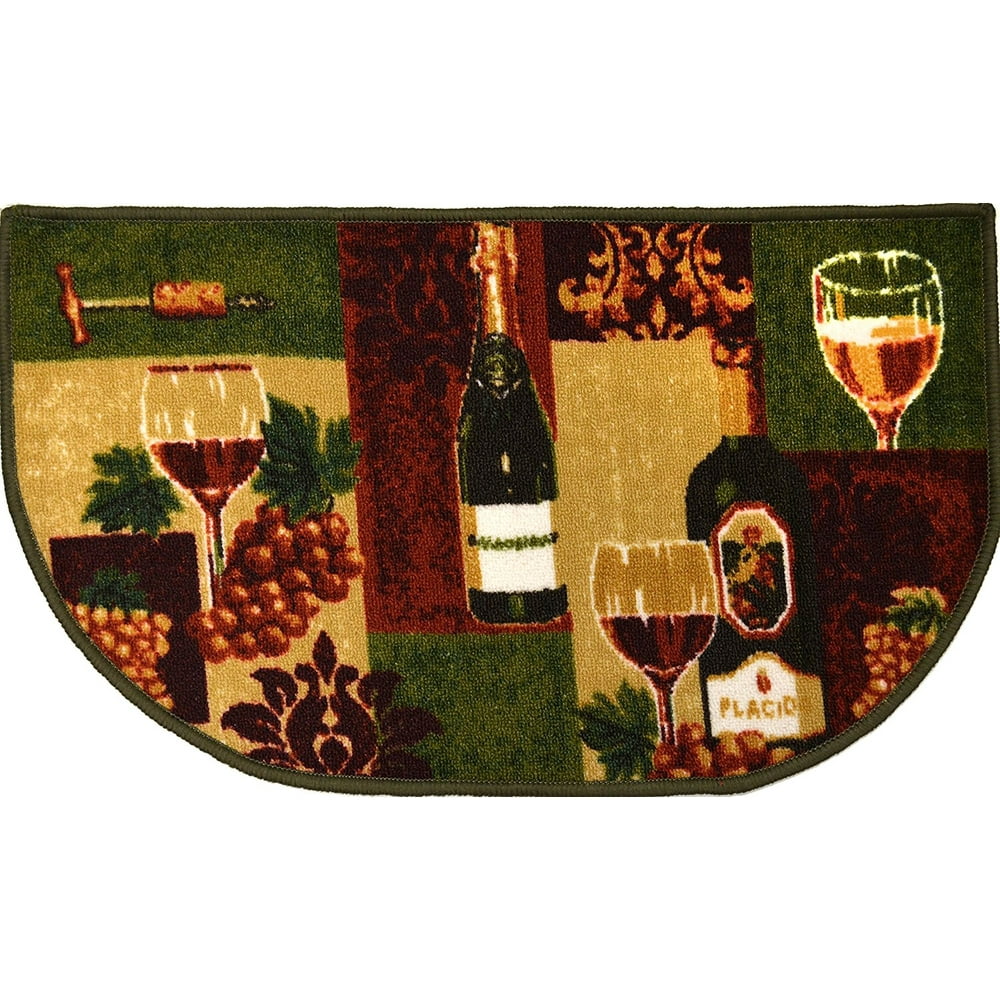 LIVING CLASSICS KITCHEN RUG, WINE BOTTLES HALF MOON SLICE MAT, Measures