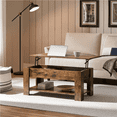 thumbnail image 3 of Renwick Modern 38.6" Wood Lift Top Coffee Table with Shelf for Livingroom, Rustic Brown, 3 of 8