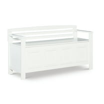 Contemporary Home Living Slatted Back Storage Bench - 46" - White