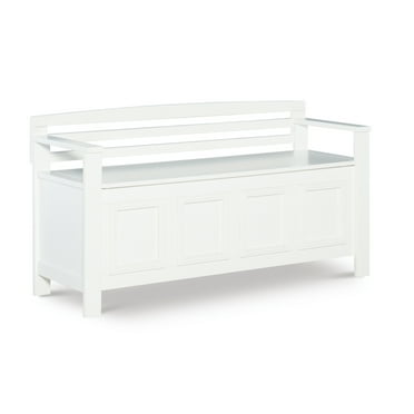 Contemporary Home Living Slatted Back Storage Bench - 46" - White
