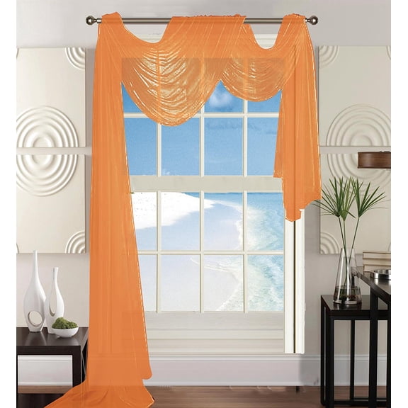 Elegant Comfort Beautiful Window Panel Curtain Sheer Voile Scarf 55" X 216" Orange