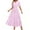 Pink, variant on JSheng Summer Dress for Women Women's Fashion Solid Color Short Sleeve V-Neck Pleated Elastic Waist Maxi Dresses Black XXL