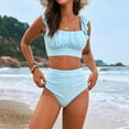 thumbnail image 2 of MIXUE Swim Suits for Women Solid Color Flounces Two Piece Bikini Sets for Women Swimwears Bathing Suits,Blue,M, 2 of 8