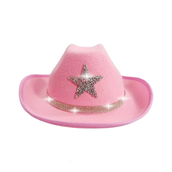 Ywmsfl Sparkling Rhinestones Star Western Cowboy Hats for Kids Classical Design Headwear For Outdoor and School Event