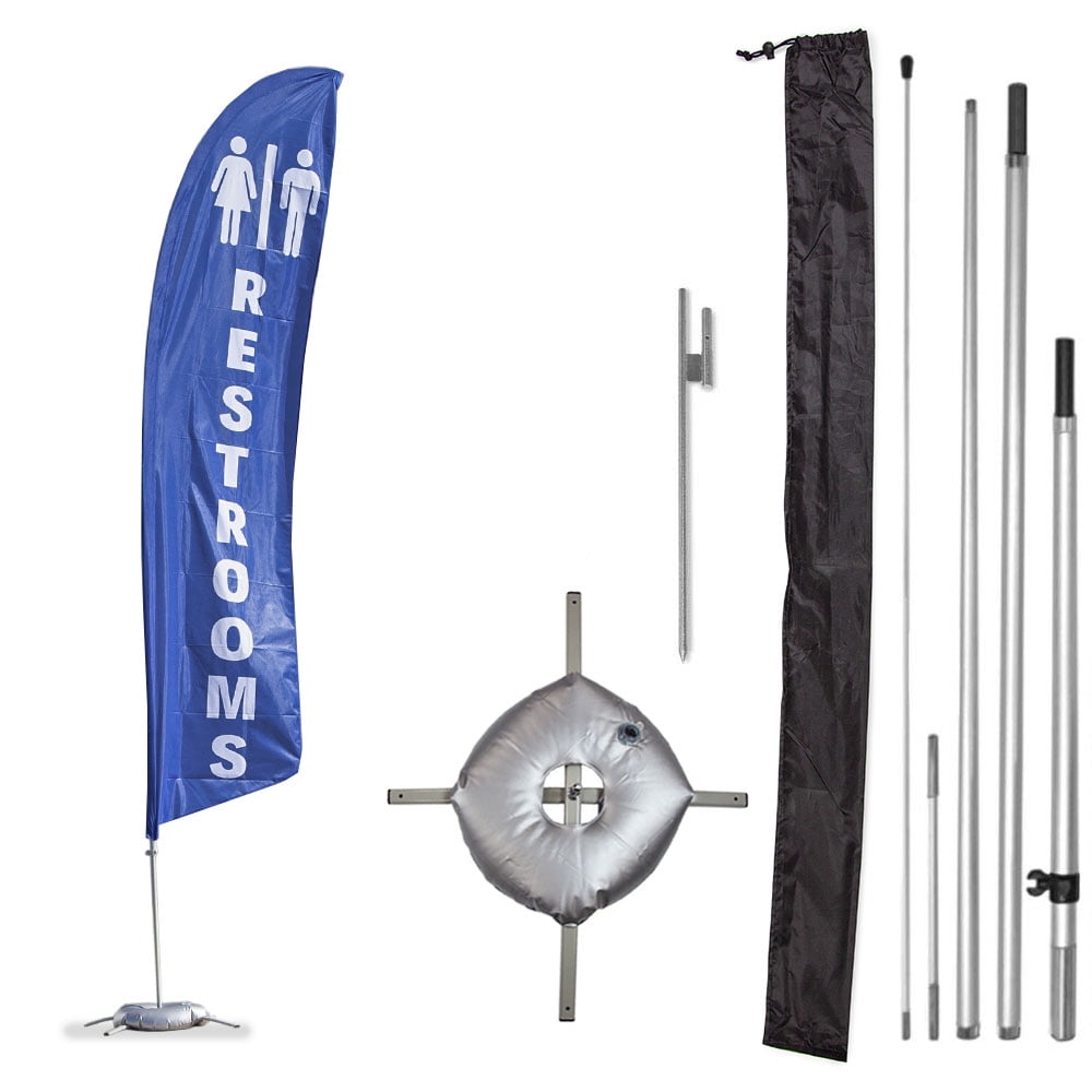 For Swooper Feather Flag Kit Full Sleeve 3-PACK WINDLESS POLE & GROUND SPIKE 