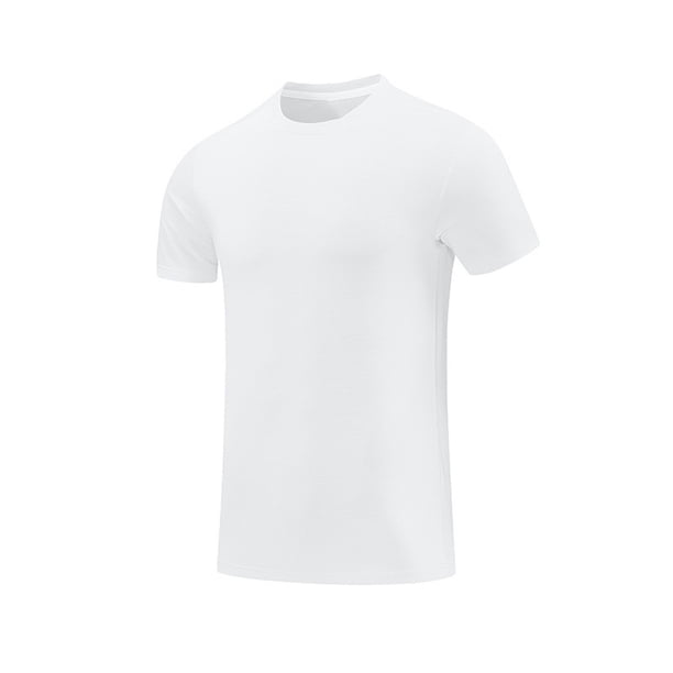 Camiseta Deportiva de Color Sólido de los Hombres, Top de Manga Corta Respirable Hielo de Verano para Correr Al Aire Libre Y Desgaste Casual, Camiseta Atlética de Humedad
