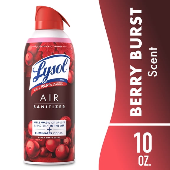 Lysol Air Sanitizer Spray for Air Sanitization and Bacterial Odor Elimination, Air Freshener Alternative, Berry Burst Scent, 10 oz