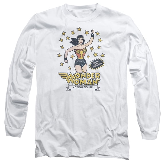 DC Comics Action Figure Long Sleeve Adult 18/1 T-ShirtWhite
