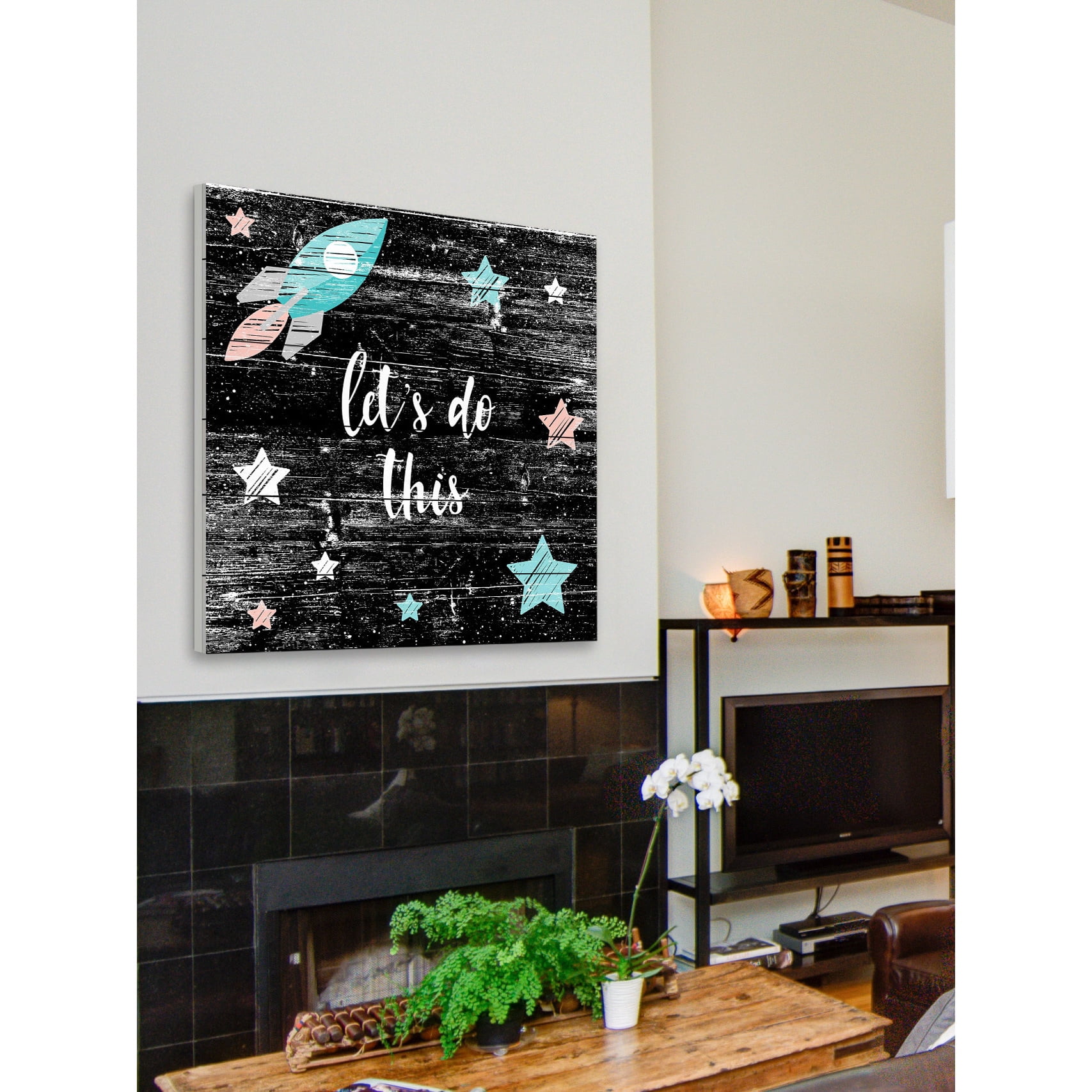 Let's Do This Painting Print on White Wood