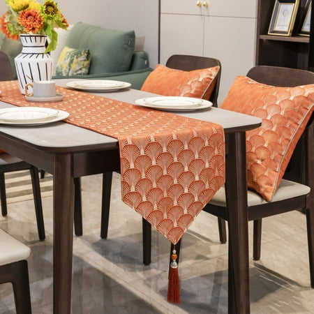 

2 Pack Table Runners Shell Print Table Runners With Tassel No Pilling Table Runners For Party-Yellow-33x100cm