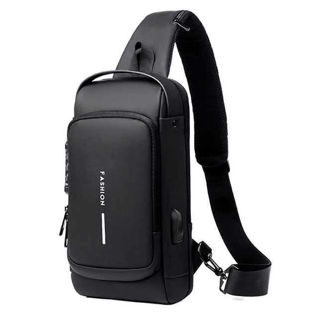 Bolso bandolera deportivo con carga USB para hombre, antirrobo, con contraseña