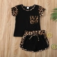 thumbnail image 2 of XZNPDUCQ Toddler Girls Summer Clothes Embroiderey Waffle Knit Short Sleeve T-Shirt Tees + Casual Shorts Casual Elastic Shorts 2Pcs Summer 2Pcs T Shorts Set Dailywear Black，1-2 Years, 2 of 7
