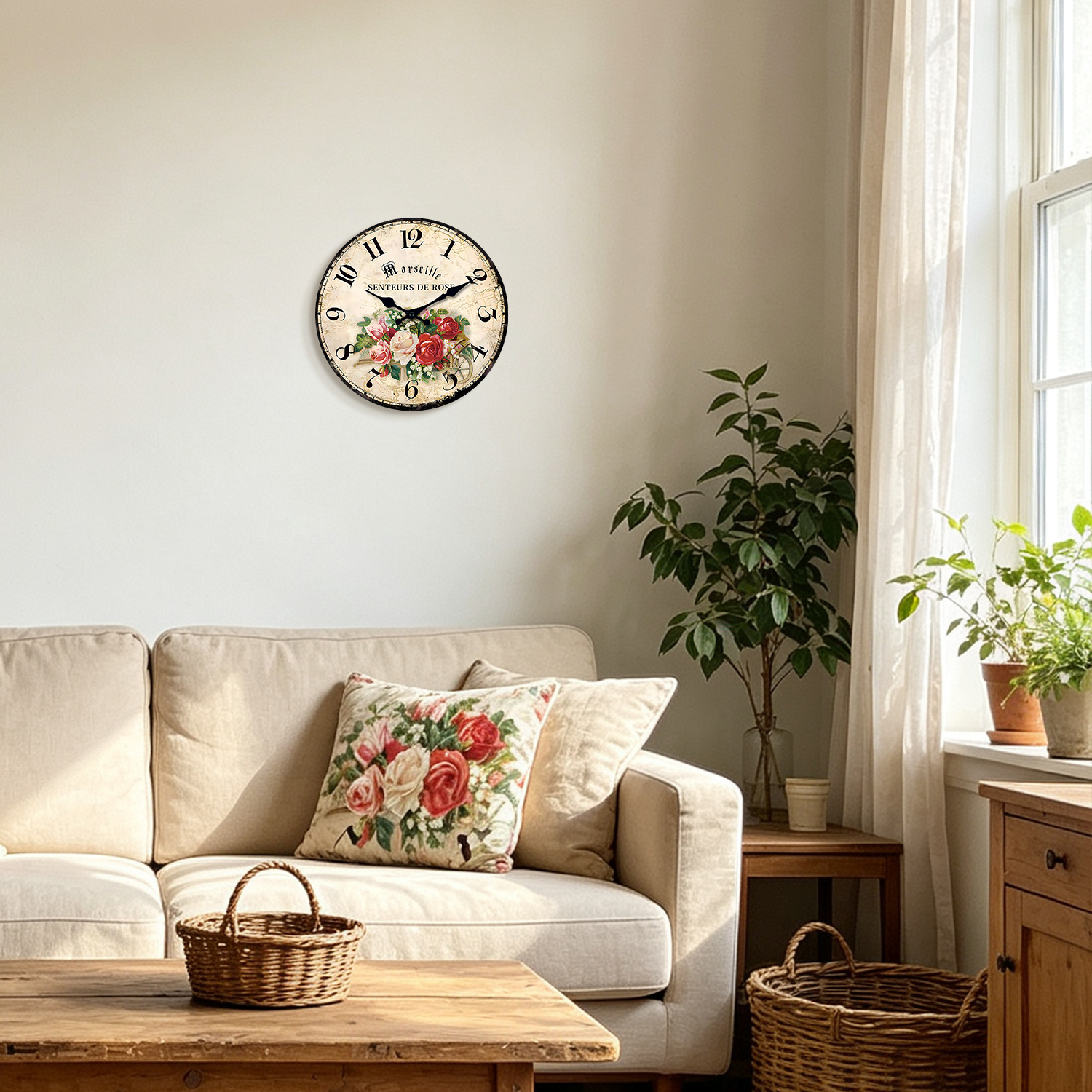 Constantplanet 12-Inch Vintage Rose Floral Wall Clock photo 4