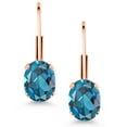 thumbnail image 2 of Gem Stone King London Blue Topaz Rose Gold Plated Leverback Earrings for Women (2.00 Cttw, Gemstone November Birthstone, Oval 7X5MM), 2 of 4