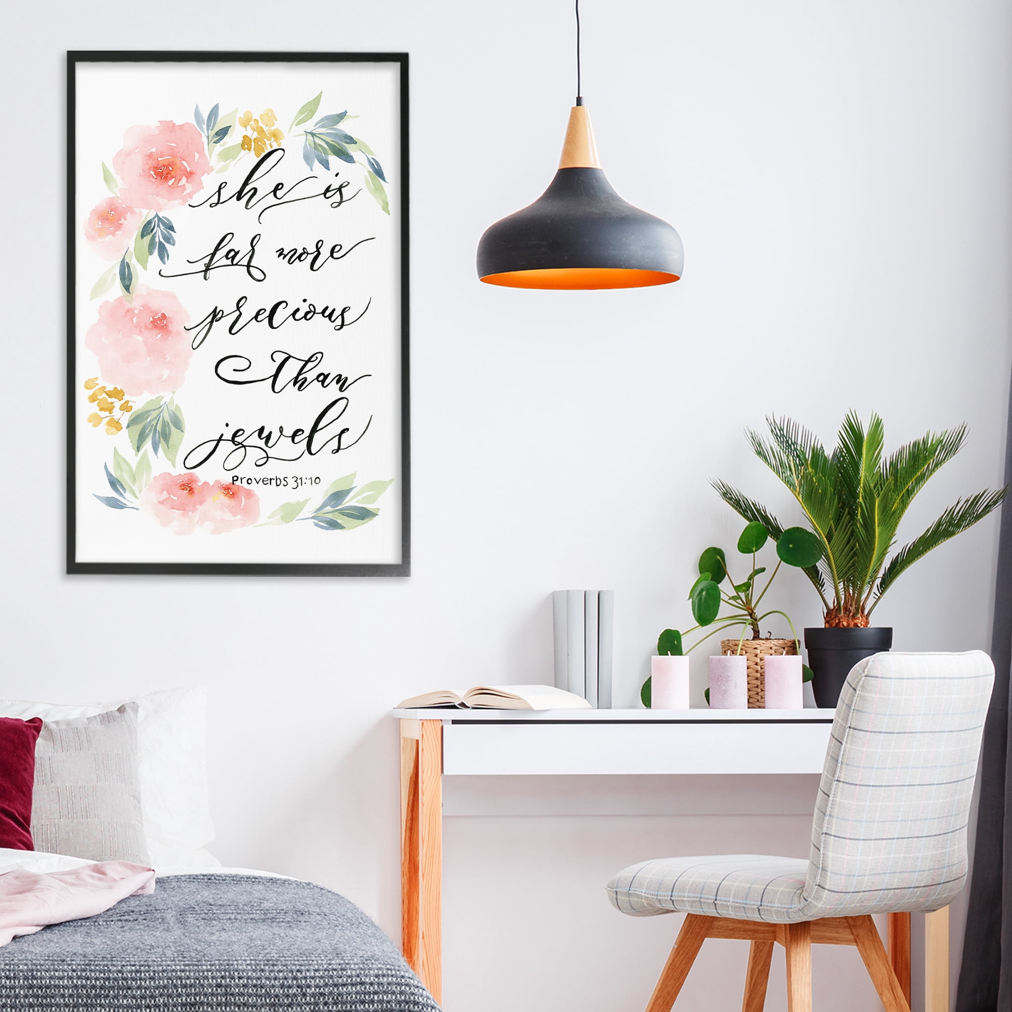 Stupell Industries Far More Precious Than Jewels Black Framed Giclee Art, design by Lucille Price