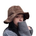 thumbnail image 2 of SPRING PARK Winter Fashion Women Solid Color Wide Brim Warm Casual Woolen Bucket Hat Cap, 2 of 5