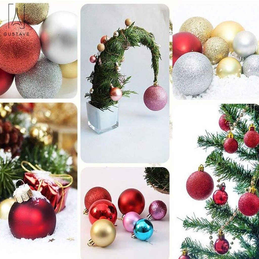 Gustave Baubles Hanging Glitter Multi-color Plastic Christmas Ball Ornaments, 24 Count (1.18")