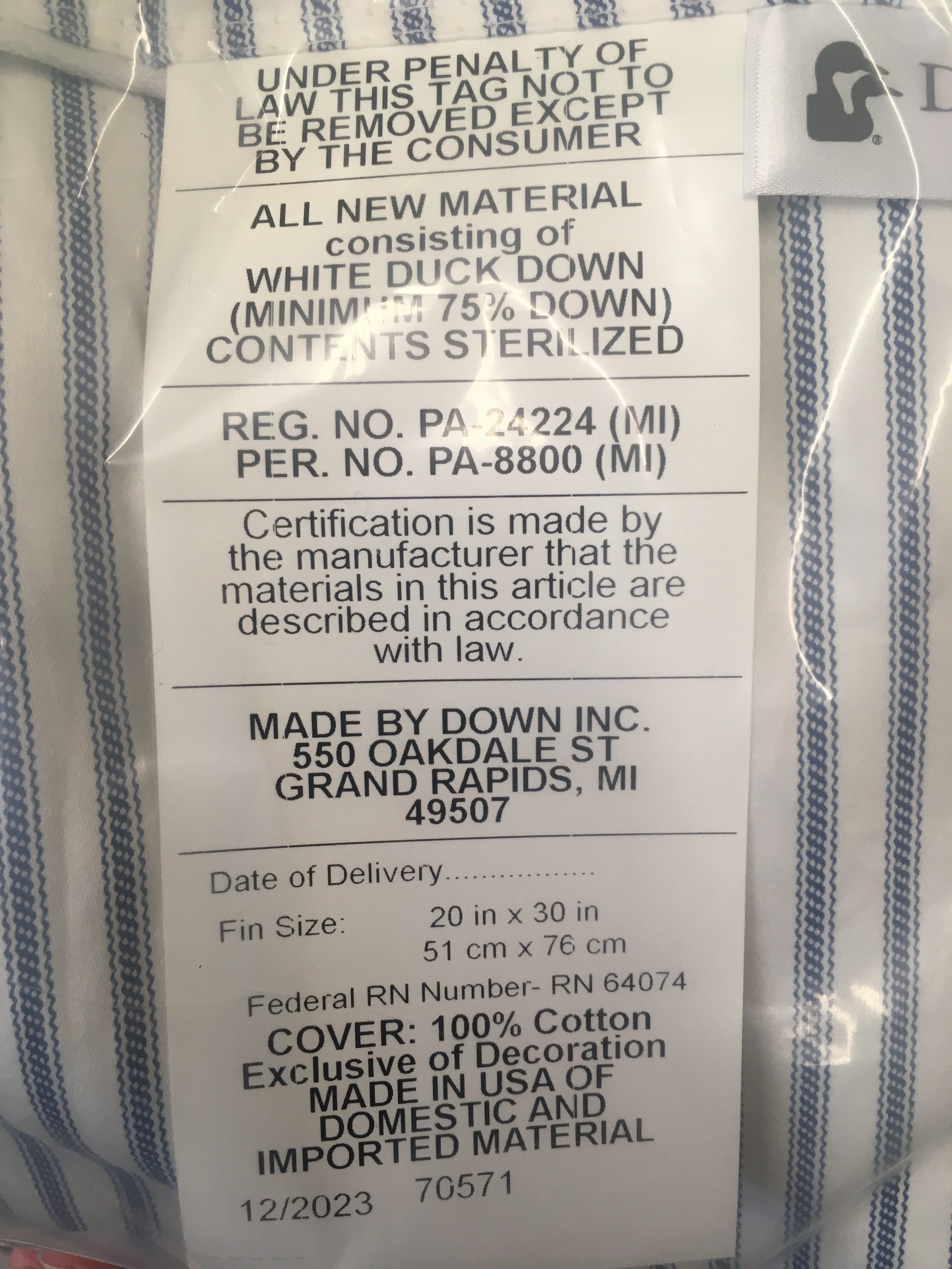 Down Inc Premium Down Pillow - Queen Size
